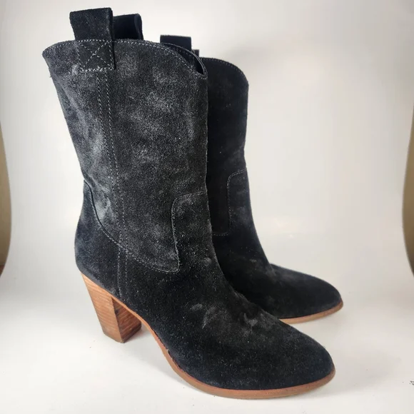 BODEN Women’s Western Boot Size 9 EU 40 Black Suede Heels - Picture 5 of 12